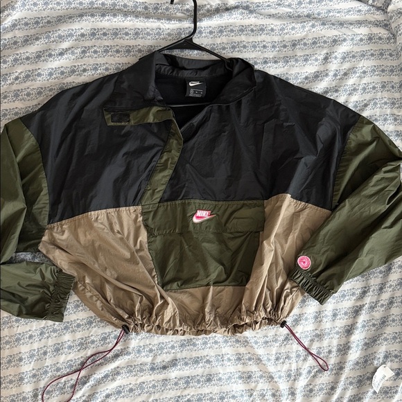 Nike Jackets & Blazers - Nike Women's Black and Olive Utility Jacket XL vintage